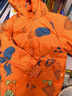 鴨鴨25新款冬裝男童中長(cháng)款羽絨服寶寶小童兒童印花加厚外套 橘色 110 曬單實(shí)拍圖