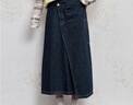 妖精的口袋不對稱(chēng)a字牛仔半身裙女2025年秋季新款顯瘦遮肉長(cháng)裙子 復古牛仔深藍色 S 曬單實(shí)拍圖