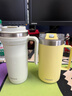 GLASSLOCK304不銹鋼帶蓋杯子保溫保冷水杯多色系咖啡杯桌面馬克杯 黃色 650ml 贈玻璃吸管&杯刷 曬單實(shí)拍圖