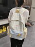 卡特駱新款初高中學(xué)生書(shū)包女日系ins風(fēng)高顏值格子雙肩包大學(xué)生上課背包 黃色 帶吊墜+月亮掛件 曬單實(shí)拍圖