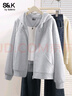 班尼路（Baleno）S&K插肩袖連帽開(kāi)衫衛衣女2026春秋季新款小個(gè)子上衣寬松短款外套 曬單實(shí)拍圖