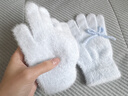 暢印韓系可愛(ài)藍色蝴蝶結針織毛絨手套女冬季加絨保暖防寒分指毛茸茸 藍色蝴蝶結 曬單實(shí)拍圖