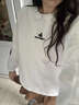 津炳勝衛衣女秋季新款春裝上衣洋氣高級感韓版寬松慵懶風(fēng)百搭莫代爾長(cháng)袖 白色無(wú)帽刺繡衛衣【優(yōu)質(zhì)款】 M 【建議105-115斤】 曬單實(shí)拍圖