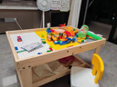 野馬寨兒童實(shí)木積木桌1-3歲不可啃咬安全結實(shí)多功能大顆粒學(xué)習桌二合一 80桌+2椅+300大顆粒+樂(lè )園積木+滑道 曬單實(shí)拍圖