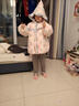 瑪米瑪卡（MOMOCO）兒童羽絨服女童冬季保暖外套可愛(ài)花邊帶帽時(shí)尚羽絨服 粉色 140 曬單實(shí)拍圖