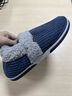 棉鞋男冬季加絨加厚保暖棉拖鞋男女包跟厚底防滑家居鞋中老年棉鞋 豎條包跟藏青 42-43 （適合41-42腳） 曬單實(shí)拍圖