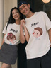 一寸相思情侶裝夏季短袖t恤男新款潮流寬松一男一女學(xué)生百搭高中班服 男白+女白 男款L/女款M 曬單實(shí)拍圖