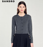 SANDRO秋冬女裝法式簡(jiǎn)約溫柔風(fēng)灰色羅紋圓領(lǐng)上衣針織開(kāi)衫 240/深灰色 S (1) 曬單實(shí)拍圖