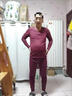 浪莎（LangSha）品牌男士秋衣秋褲套裝秋冬季薄款V領(lǐng)保暖內衣黑色寬松內穿打底衫 藏青+酒紅二套 2XL 120-140斤 曬單實(shí)拍圖