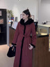粟茝派克服女款獺兔毛長(cháng)款女大衣2024新款水貂毛獺兔皮毛一體可拆卸內 酒紅色 XL 120斤左右 曬單實(shí)拍圖