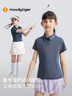 moodytiger女童polo衫防曬速干夏季兒童短袖T恤吸汗高彈修身簡(jiǎn)約戶(hù)外運動(dòng)衣 曬單實(shí)拍圖