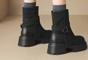 ZHR【徐若晗同款】加絨短靴女冬厚底馬丁靴褲管雪地靴 KN261A黑色37 曬單實(shí)拍圖