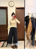 應瀾羊毛呢闊腿褲女2025秋冬新款加絨小個(gè)子八分糯米褲靴褲九分直筒褲 黑灰色-常規款-八分褲 【柜貨精選】 S (26) 建議【85-95斤】 曬單實(shí)拍圖