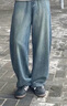 森馬（Semir）王安宇同款丨商場(chǎng)同款牛仔褲男25秋彎刀褲寬松褲子103525124108A 曬單實(shí)拍圖