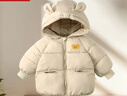 兒童棉服男女童裝棉衣外套上衣秋冬裝小寶寶羽絨棉襖嬰兒衣服 米白色 90 身高75-85cm/體重25斤以?xún)?曬單實(shí)拍圖