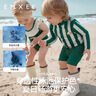 嫚熙（EMXEE）童裝夏季薄小公主連體泳衣女童沙灘泳裝UPF240+液態(tài)防曬 曼波綠 110 cm 【3-4歲】 曬單實(shí)拍圖