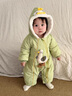 G.duck小黃鴨嬰兒秋冬衣服男女寶寶冬裝外出服冬季保暖加厚棉服外出抱衣 嫩綠色 66cm 66碼0-3月（建議寶寶4-6公斤左右)cm 曬單實(shí)拍圖