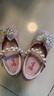 芭比童鞋女童春秋公主小皮鞋珍珠蝴蝶結水晶鞋亮片童鞋DA6725 粉色 27 曬單實(shí)拍圖
