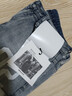 suohuang索皇 牛仔褲男士淺色印花破洞修身小腳高端休閑長(cháng)褲子 印花款藍色 29碼(推薦108-118斤修身) 曬單實(shí)拍圖