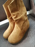 啄木鳥(niǎo)加絨小個(gè)子內增高7cm勃肯鞋女網(wǎng)紅復古慵懶風(fēng)堆堆靴潮百搭短靴子 棕色7厘米 37 曬單實(shí)拍圖