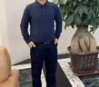 鹿王鄂爾多斯市純色100羊毛衫男士翻領(lǐng)春秋薄款針織衫中年爸爸裝polo 夾花蘭 薄款 4XL (190) 建議190-205斤 曬單實(shí)拍圖