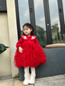 班喜迪女童連衣裙冬裝2026新款洋氣寶寶裙子周歲禮服兒童國風(fēng)嬰兒公主裙 紅色 100 曬單實(shí)拍圖