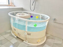 雅親（YAQIN）嬰兒游泳桶大人折疊收納泡澡桶兒童家用成人大號浴缸游泳池洗澡桶 超大號100cm-成人可用【免安裝】 曬單實(shí)拍圖