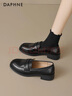 達芙妮粗跟英倫風(fēng)樂(lè )福鞋女2025新款春秋爆款棕色小皮鞋一腳蹬淺口單鞋子 黑色【經(jīng)典款跟高3.5cm】 37 曬單實(shí)拍圖