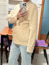LESS【0壓系列】麻花毛衣開(kāi)衫女慵懶復古針織外套含羊絨2O1313750 745/淺橙黃 S 曬單實(shí)拍圖