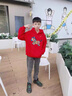 NASA STONE兒童衛衣套裝秋冬裝2026馬年紅色本命年衣服男女童加絨過(guò)年拜年服 紅色+黑褲子（加絨款一） 150 兒童尺碼推薦【70-80斤】 曬單實(shí)拍圖