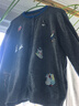 Basic House/百家好卡通刺繡圓領(lǐng)毛衣秋冬減齡綿羊毛撞色開(kāi)衫外套 灰色 M 105-120斤 曬單實(shí)拍圖