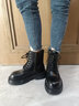 足行健馬丁靴女2025冬季新款頭層牛皮英倫風(fēng)中筒粗跟短靴 經(jīng)典黑 37 (235mm) 曬單實(shí)拍圖