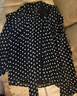 顏域系帶黑色波點(diǎn)襯衫女裝2024新款春季通勤長(cháng)袖襯衣內搭小衫上衣 黑波點(diǎn) M 曬單實(shí)拍圖