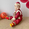 歐遙周歲男寶寶衣服冬季抓周禮服新中式生日宴喜慶唐裝百天周歲宴套裝 男童過(guò)年服加絨三件套 送帽子 90 90碼 建議1-2歲 體20-24斤 曬單實(shí)拍圖
