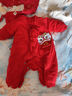 童泰（TONGTAI）嬰兒蝴蝶衣冬季純棉夾棉新生兒連體衣寶寶外出哈衣爬服紅色59cm 曬單實(shí)拍圖