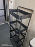 四季沐歌免安裝廚房置物落地架移動(dòng)小推車(chē)零食收納架鍋架蔬菜架多層儲物架 扶手款【折疊打開(kāi)即用】四層耀黑 曬單實(shí)拍圖