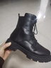 稻草人（MEXICAN）馬丁靴女厚底短靴2025新款真皮軟底春秋棉靴韓版洋氣英倫風(fēng)短靴子 黑色【加絨】 36 (230mm) - 曬單實(shí)拍圖