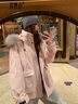艾珠兒（Aizhuer）工裝派克羽絨棉服女冬季新款大毛領(lǐng)連帽加厚設計感棉衣棉襖外套 雪泥粉 L （建議120-135斤） 曬單實(shí)拍圖