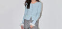 LILY春新款女裝氣質(zhì)別致可拆卸鴕鳥(niǎo)毛通勤修身毛針織衫打底衫 401藍色 XL 曬單實(shí)拍圖