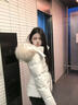 辣妹物語(yǔ)收腰羽絨服女冬季短款2025新款修身顯瘦真毛領(lǐng)90白鴨絨保暖外套潮 白色 XL 曬單實(shí)拍圖