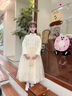 G.duck兒童禮服公主裙秋冬加厚女童生日花童婚禮主持人小女孩鋼琴演出服 9150香檳色加絨【單裙子-不含配 140 身高130-135cm年齡9-10歲 曬單實(shí)拍圖