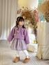 班喜迪女童連衣裙秋裝新款洋氣兒童公主裙套裝秋冬薄絨寶寶外套周歲禮服 紫色 100 cm 曬單實(shí)拍圖