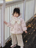 班喜迪女童棉服冬季2025新款兒童洋氣外套冬裝寶寶加絨夾棉連帽上衣童裝 粉色 100 曬單實(shí)拍圖