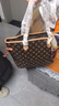 香港正品2025新款現貨女包真皮老花包手提購物袋中古包子母托特包 老花灰底有拉鏈 曬單實(shí)拍圖