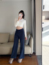 美麗衣櫥（BEAUTIFUL WARDROBE）寬松闊腿微喇牛仔褲2025秋冬季女士高腰休閑百搭舒適純棉長(cháng)褲 曬單實(shí)拍圖
