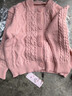 初徑麻花毛衣外套女早春秋季2025年新款女裝圓領(lǐng)長(cháng)袖上衣短款針織開(kāi)衫 粉色款 M 建議95-105斤 曬單實(shí)拍圖