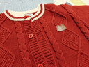 嘟嘟家兒童毛衣秋冬寶寶開(kāi)衫外套女童針織衫冬款男童童裝上衣冬 紅色100 曬單實(shí)拍圖