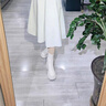瑜尚臻品 靴子女高跟短靴百搭馬丁靴彈力切爾西瘦瘦靴秋冬小個(gè)子增高鞋 乳白色 38 （7cm高跟） 曬單實(shí)拍圖