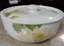 金嵐玉唐山骨瓷7英寸面碗瓷蓋大碗7吋蓋碗面湯碗陶瓷帶蓋子微波爐泡面碗 出水芙蓉-7英寸直口+帶揪蓋 曬單實(shí)拍圖