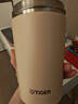 虎牌（TIGER）香港直郵智能顯溫陶瓷內膽復古咖啡杯便攜辦公室高顏值車(chē)載水杯子 米白色 430ml 曬單實(shí)拍圖
